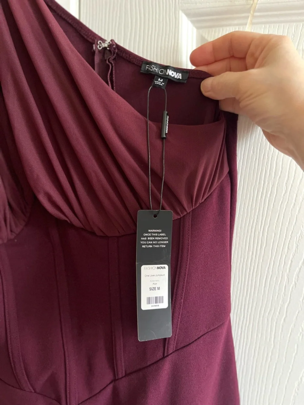 Fashion Nova One Love One-Shoulder, Wide-Leg Flattering Fit Burgundy Size M - Picture 8 of 13